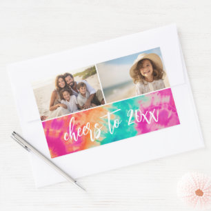 Proost op het nieuwe jaar Stropdas-Dye Blauwgroen  Rechthoekige Sticker