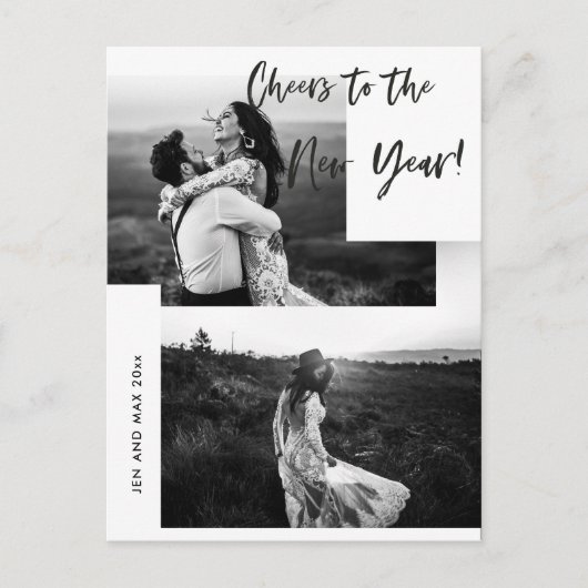 Proost op het Nieuwe jaar Twee Foto Feestdagenkaart (Voorkant)