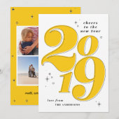 Proost op het nieuwe jaar vet 2019 multi foto feestdagenkaart (Voorkant / Achterkant)