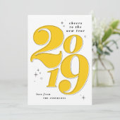 Proost op het nieuwe jaar vet 2019 multi foto feestdagenkaart (Staand voorkant)