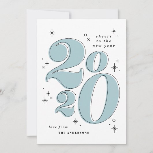 Proost op het nieuwe jaar vet 2020 typografie feestdagenkaart (Voorkant)