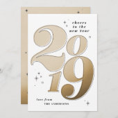 Proost op het nieuwe jaar, vetgedrukt goud 2019 feestdagenkaart (Voorkant / Achterkant)