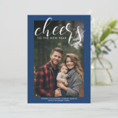 Proost op het Nieuwjaar Navy Blue - Vertical Photo Feestdagenkaart (Staand voorkant)