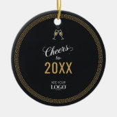 Proost op het nieuwjaarsbedrijf Logo Corporate Gol Keramisch Ornament (Voorkant)