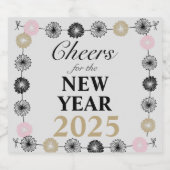 Proost op het nieuwjaarsfeest 2025 sparkling wijnetiket (Enkel label)