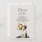 Proost op het nieuwjaarsfeest Goud Zwart Kaart (Voorkant)