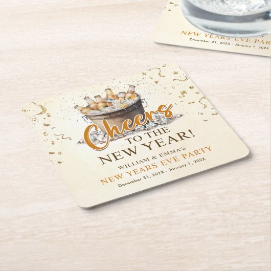 Proost op het nieuwjaarsfeest kartonnen onderzetters (Schuin)