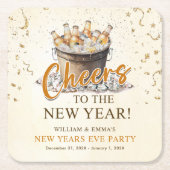 Proost op het nieuwjaarsfeest kartonnen onderzetters (Voorkant)