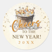 Proost op het nieuwjaarsfeest ronde sticker (Voorkant)