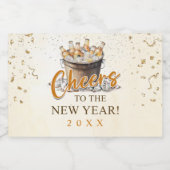 Proost op het nieuwjaarsfeest sparkling wijnetiket (Enkel label)