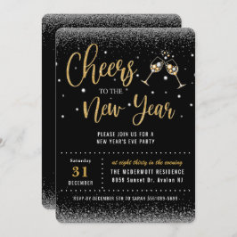 Proost op het oudejaarsfeest Black Gold Kaart