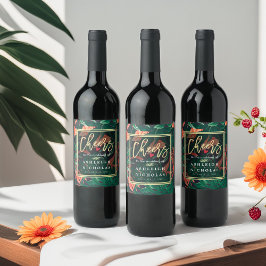 Proost op het Tropische Lijst van Floral Gold Wijn Etiket