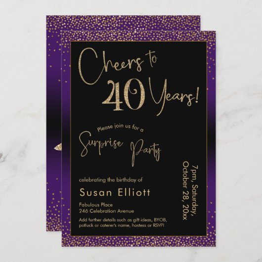 Proost op het verjaardagsfeestje van 40 jaar, Paar Kaart (Voorkant / Achterkant)