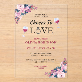 Proost op het Vrijgezellenfeest Bloemenwijn Acryl Uitnodigingen