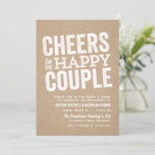 Proost op het vrolijke paar verloving voor de brui kaart (Staand voorkant)