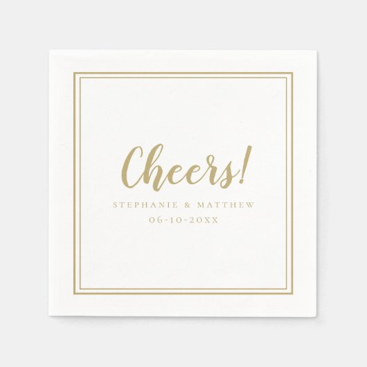 Proost op huwelijksfeesten Modern Goud & Wit Servet (Voorkant)