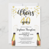 Proost op # Jaar Black Gold Stars Script Kaart (Voorkant)