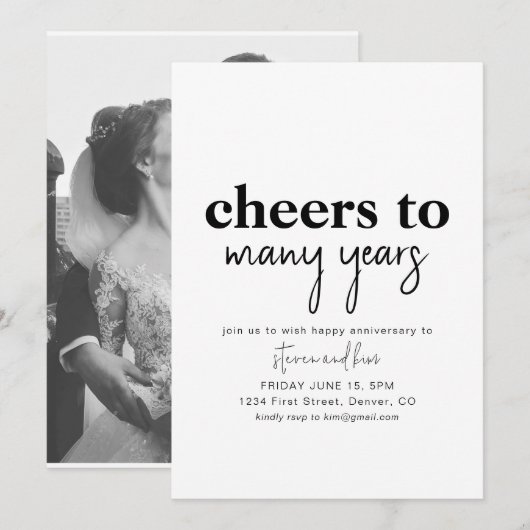 Proost op Jaren Verjaardagsfeest Uitnodiging Foto (Voorkant / Achterkant)