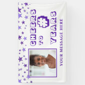 Proost op # Jaren Verjaardagsfoto Paarse Spandoek (Verticaal)