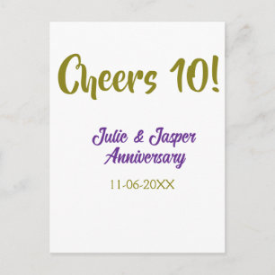 Proost op jullie 10e trouwdag, paars goud! briefkaart