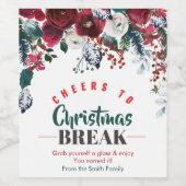 Proost op kerstvakantie met Waterverf bloemen Wijn Etiket (Enkel label)