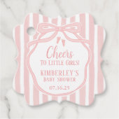 Proost op kleine meisjes Boog roze meisje Champagn Bedankjes Labels (Voorkant)