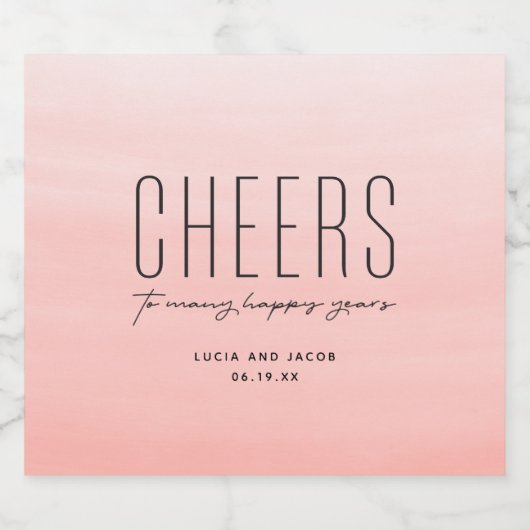 Proost op koraal waterverf bestemming bruiloft bier etiket (Enkel label)