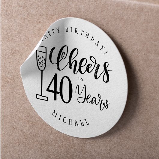Proost op leeftijd mannen jaren typografie happy b ronde sticker