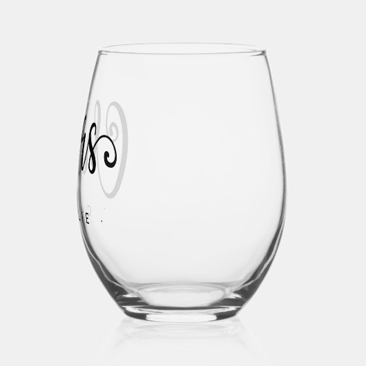 Proost op leuke script aangepaste naam wijnglas zonder voet (Links)