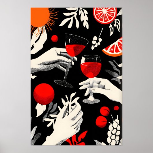 Proost op Leven Kunstprint Toast Scene met Poster (Voorkant)