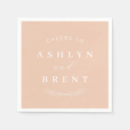 Proost op lichte perzik bruiloft cocktail servette servet