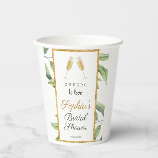 Proost op Liefde Botanische Bruiloft Feest  Papieren Bekers (Voorkant)