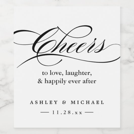 Proost op liefde, gelach en een fijn leven samen wijn etiket (Enkel label)