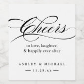 Proost op liefde, gelach en een gelukkig eind wijn etiket (Enkel label)