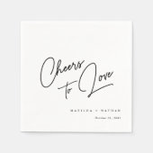 Proost op liefde: Hand belettering bruiloft cockta Servet (Voorkant)