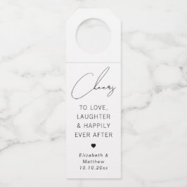 Proost Op Liefde Lach | Minimalistisch Huwelijksgu Flessenhanger