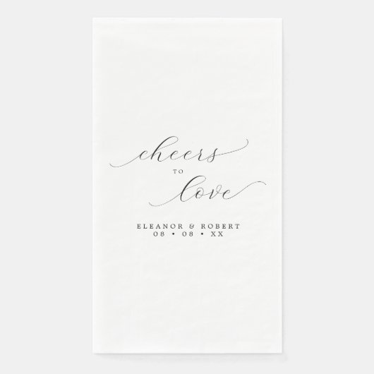 Proost op Liefde Minimalistisch Script Bruiloft Servet (Voorkant)