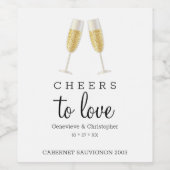 Proost op Liefde Mousserende Wijn Toast Bruiloft M Etiket (Enkel label)