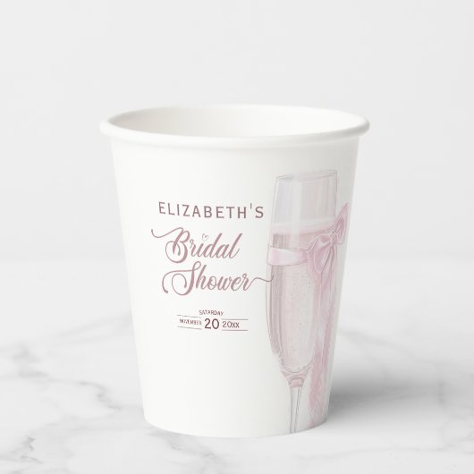 Proost op liefde wijn glazen strik bruids douche papieren bekers (Voorkant)