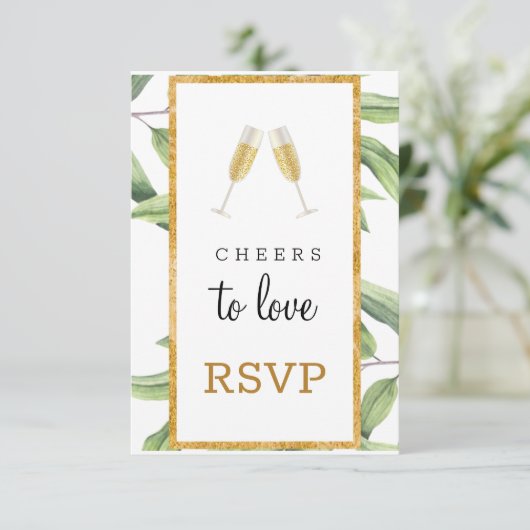 Proost op Love Botanical Vrijgezellenfeest RSVP Informatiekaartje (Staand voorkant)