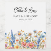 Proost op Love Country Wildflower Wedding Wijn Etiket (Enkel label)