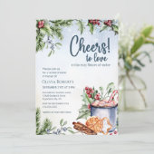 Proost op Love Hot Cocoa Winter Vrijgezellenfeest Kaart (Staand voorkant)