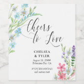 Proost op Love Pastel Wildflower Meadow Wedding Wijn Etiket (Enkel label)