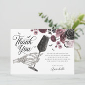Proost op Love Skeleton Hand Floral Gothic Bridal Bedankkaart (Staand voorkant)