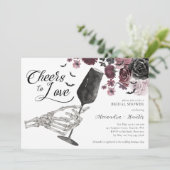 Proost op Love Skeleton Hand Floral Gothic Bridal Kaart (Staand voorkant)