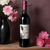 Proost op Love Skeleton Hand Floral Gothic Bridal Wijn Etiket