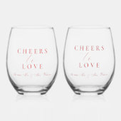 Proost op Love Spring Summer Wedding Wijnglas Zonder Voet (Voorkant)