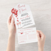 Proost op Love Valentijn Hearts Vrijgezellenfeest All In One Uitnodiging (Afscheurbaar)