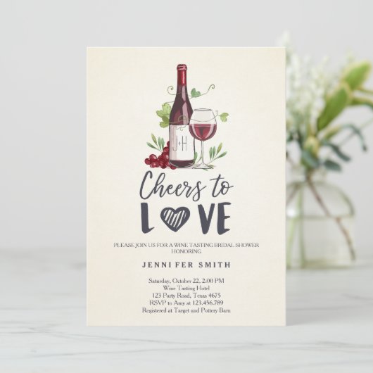 Proost op Love Vrijgezellenfeest nodigen wijnproev Kaart (Staand voorkant)