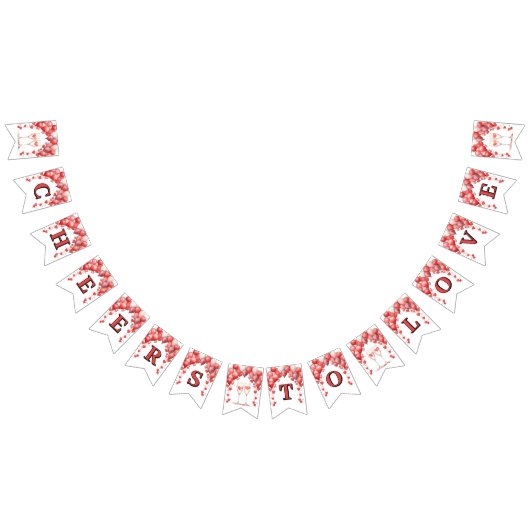 Proost op Love Vrijgezellenfeest Valentijn Hearts Vlaggetjes (Alle)